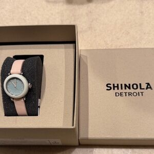 Shinola Detroit Watch with Pink Strap and Silver Case - Rare Find!!